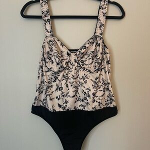 Floral Black and Cream Bodysuit